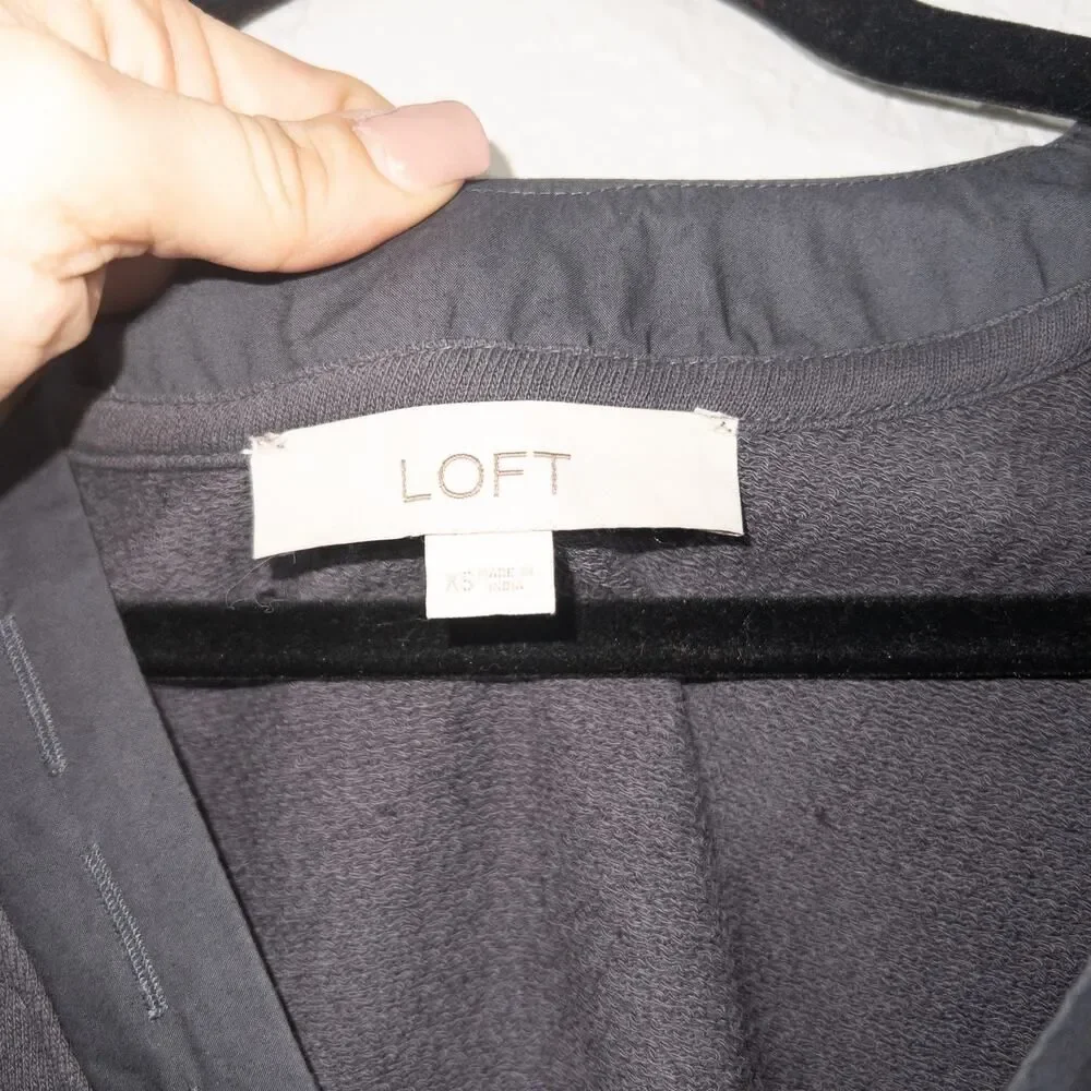 Loft Gray Button‎ Front Mixed Media Sweater Size XS